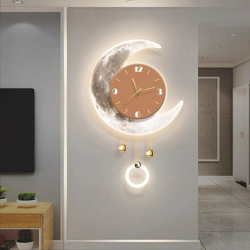 Moon Wall Clock Wall Sconce Painting