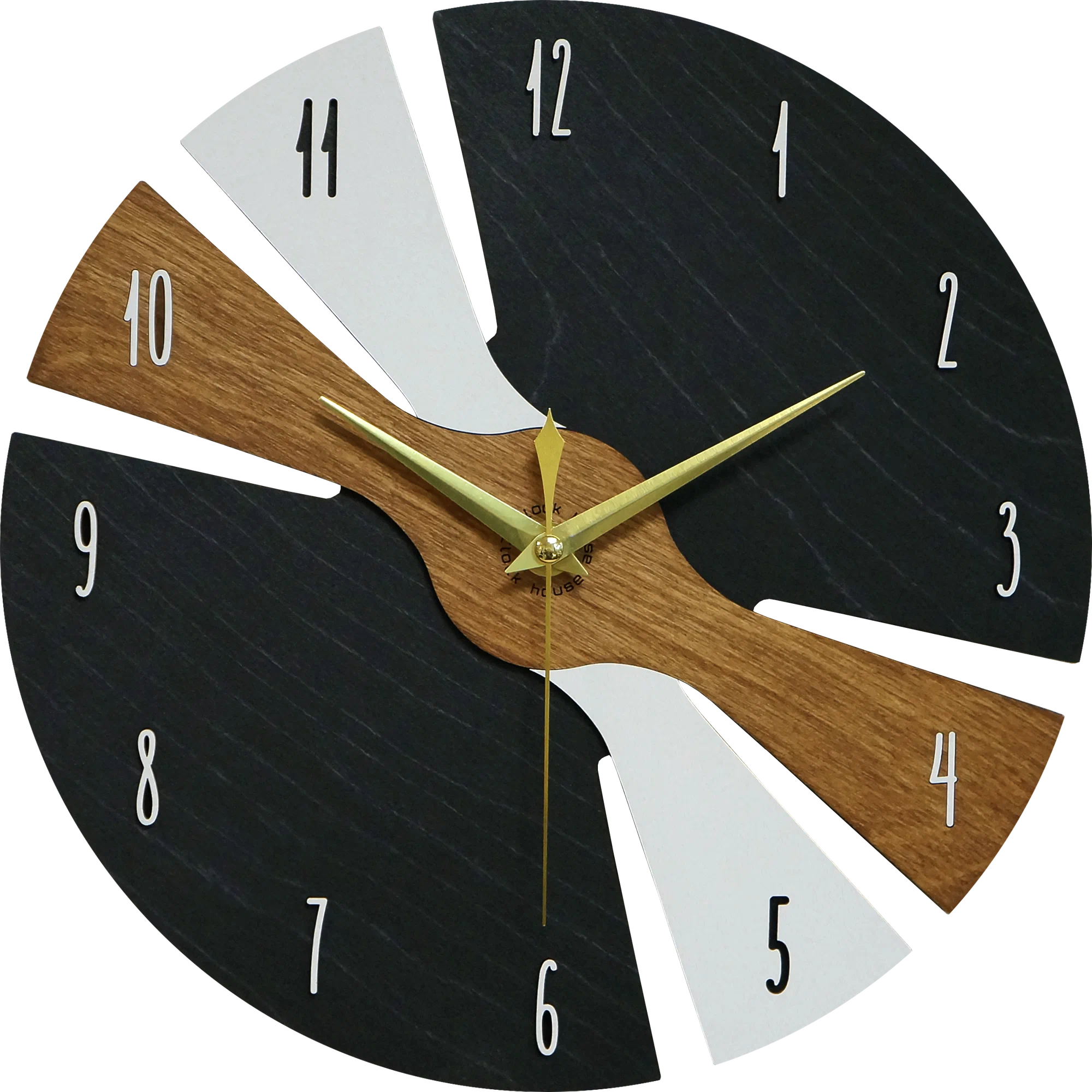Silent "Time Whirlwind" Wooden Interior Wall Clock, 28 cm