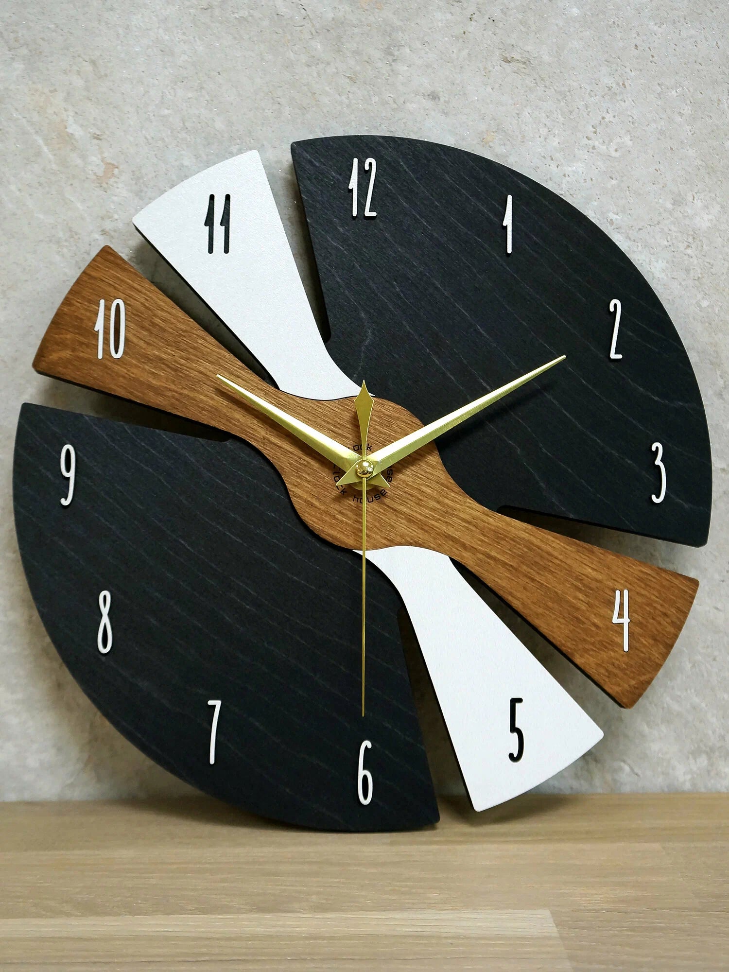 Silent "Time Whirlwind" Wooden Interior Wall Clock, 28 cm